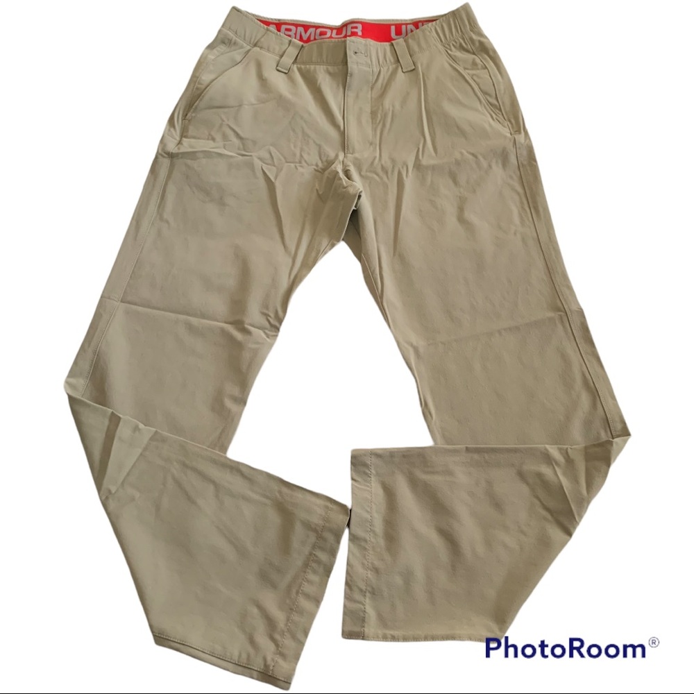 Under Armour Mens tan tapered golf pants performance 32x32